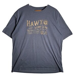Hawx Work Gear Mens Large Navy Blue Graphic T-Shirt Unforgiving Quality USA
